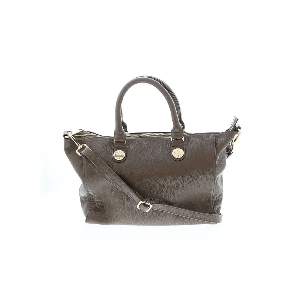 Onna Ehrlich Taupe Pebbled Leather Satchel Crossbody Shoulder Bag